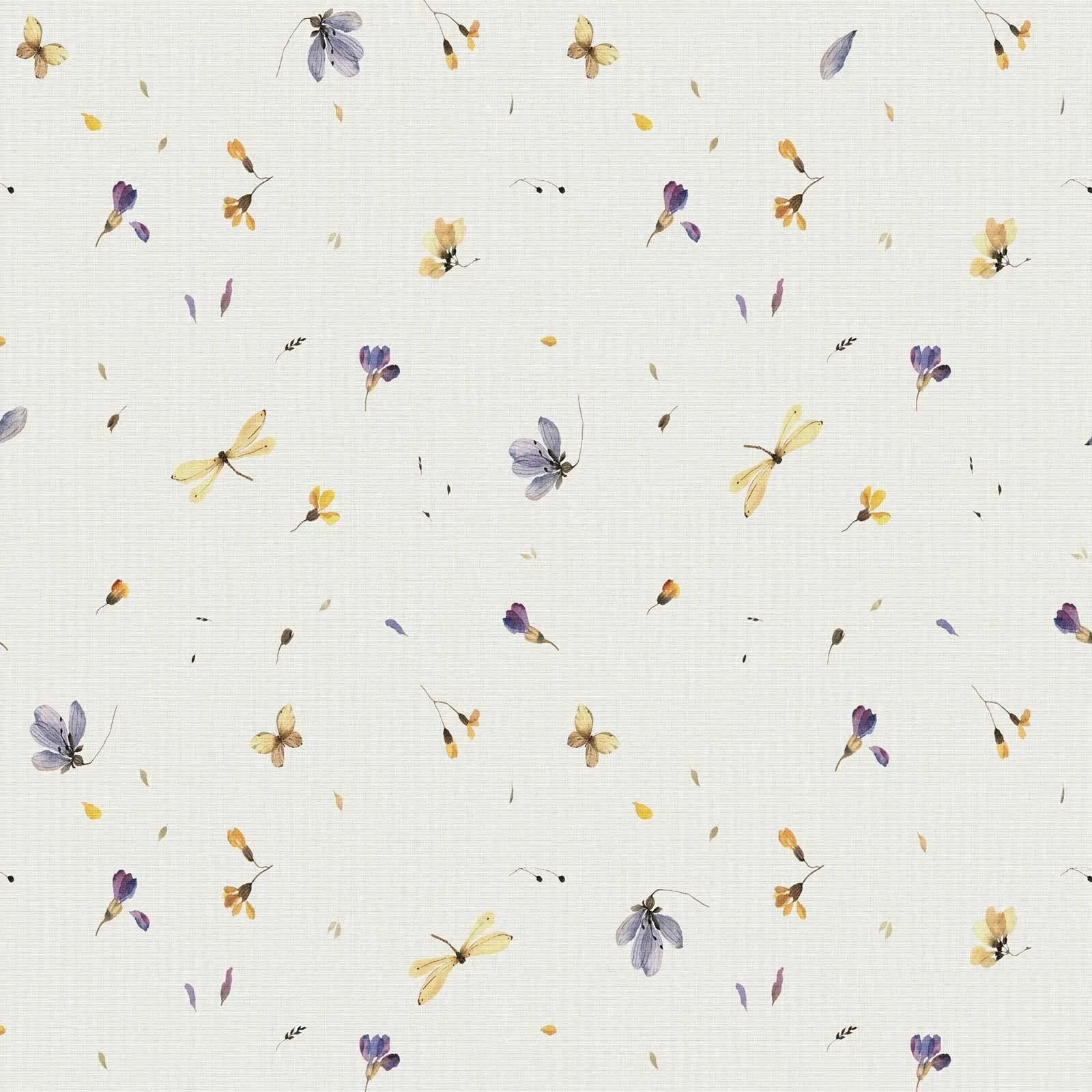 Plisseestoff 4323 Blumen in gelb und lila