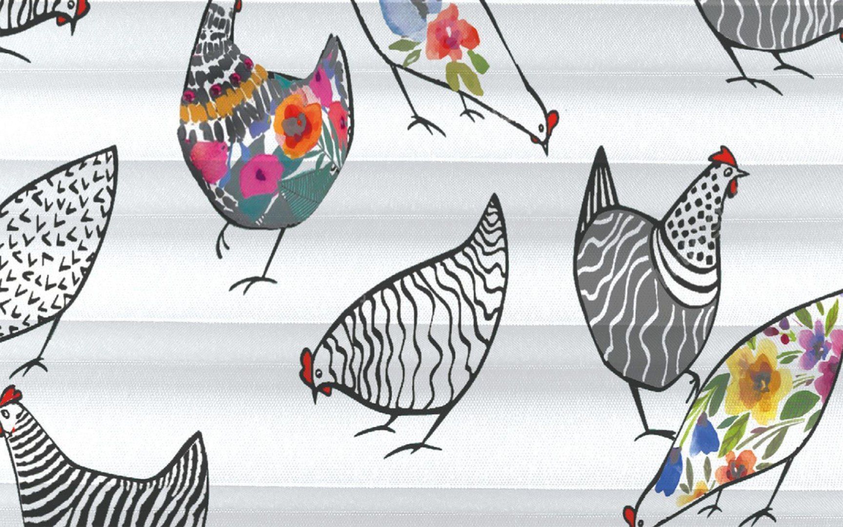 Plissee Design Hühner