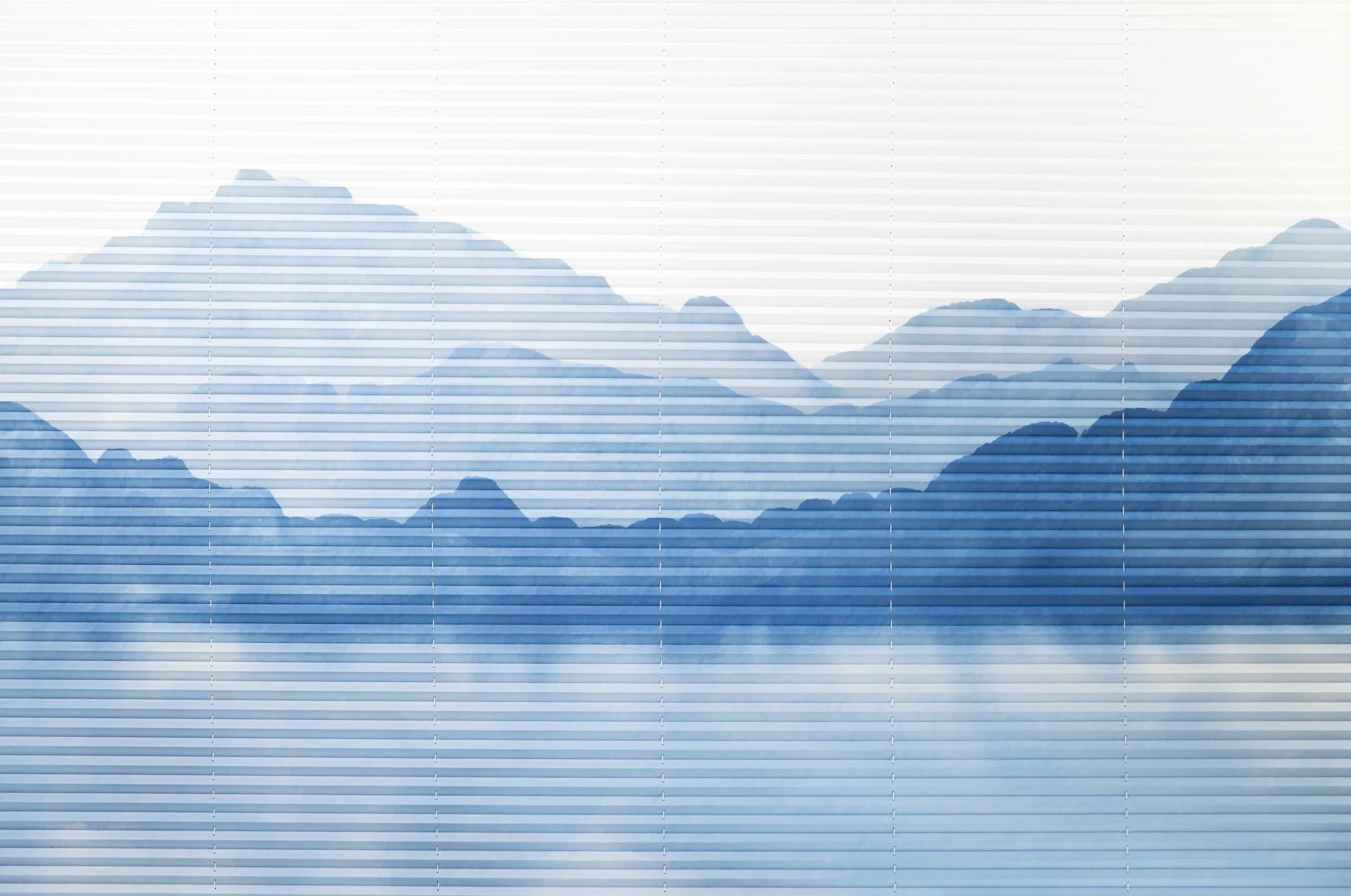 Plisseestoff Blaue Berge 