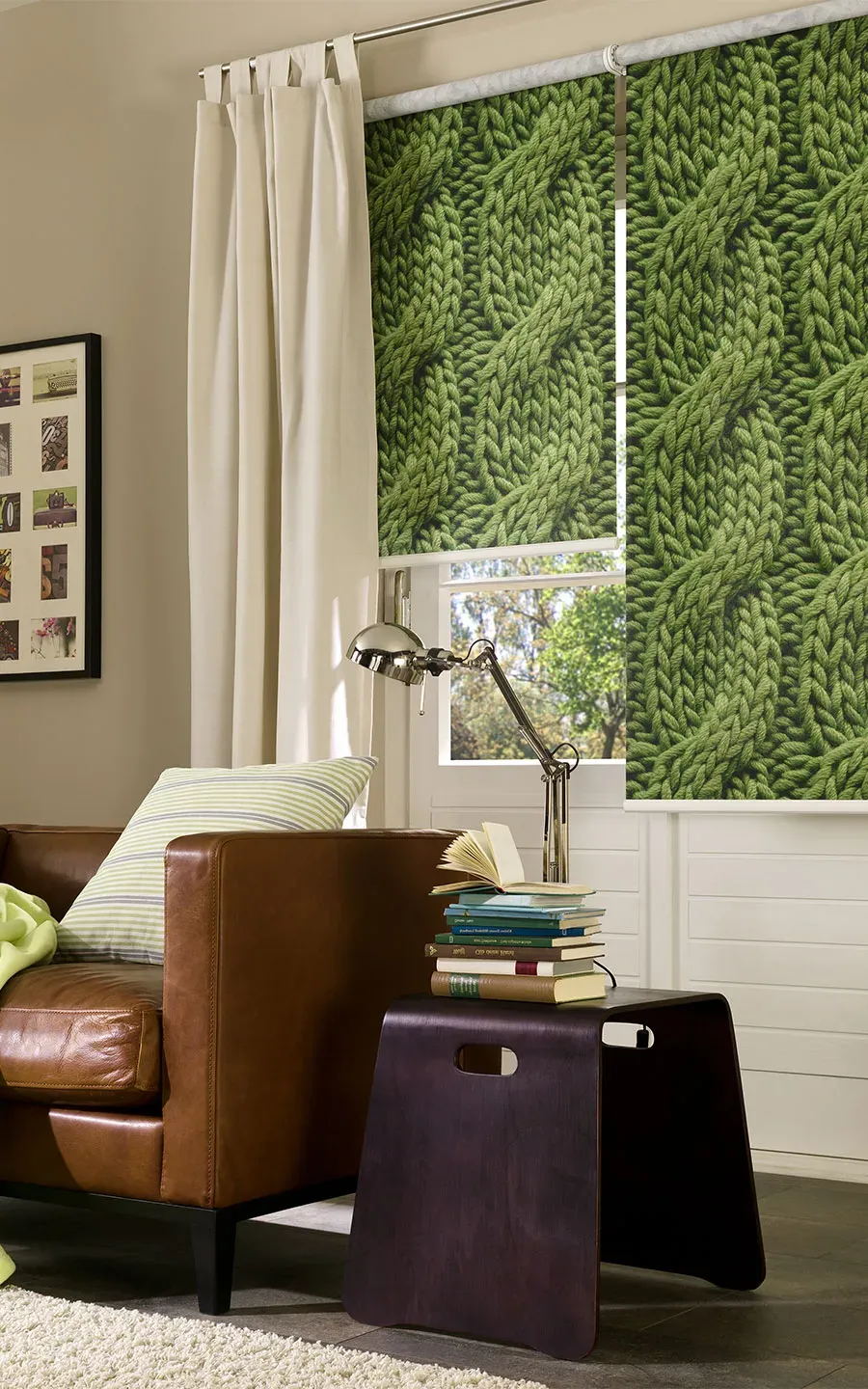 Rollo mit grünem Strickdesign von ursel flish
