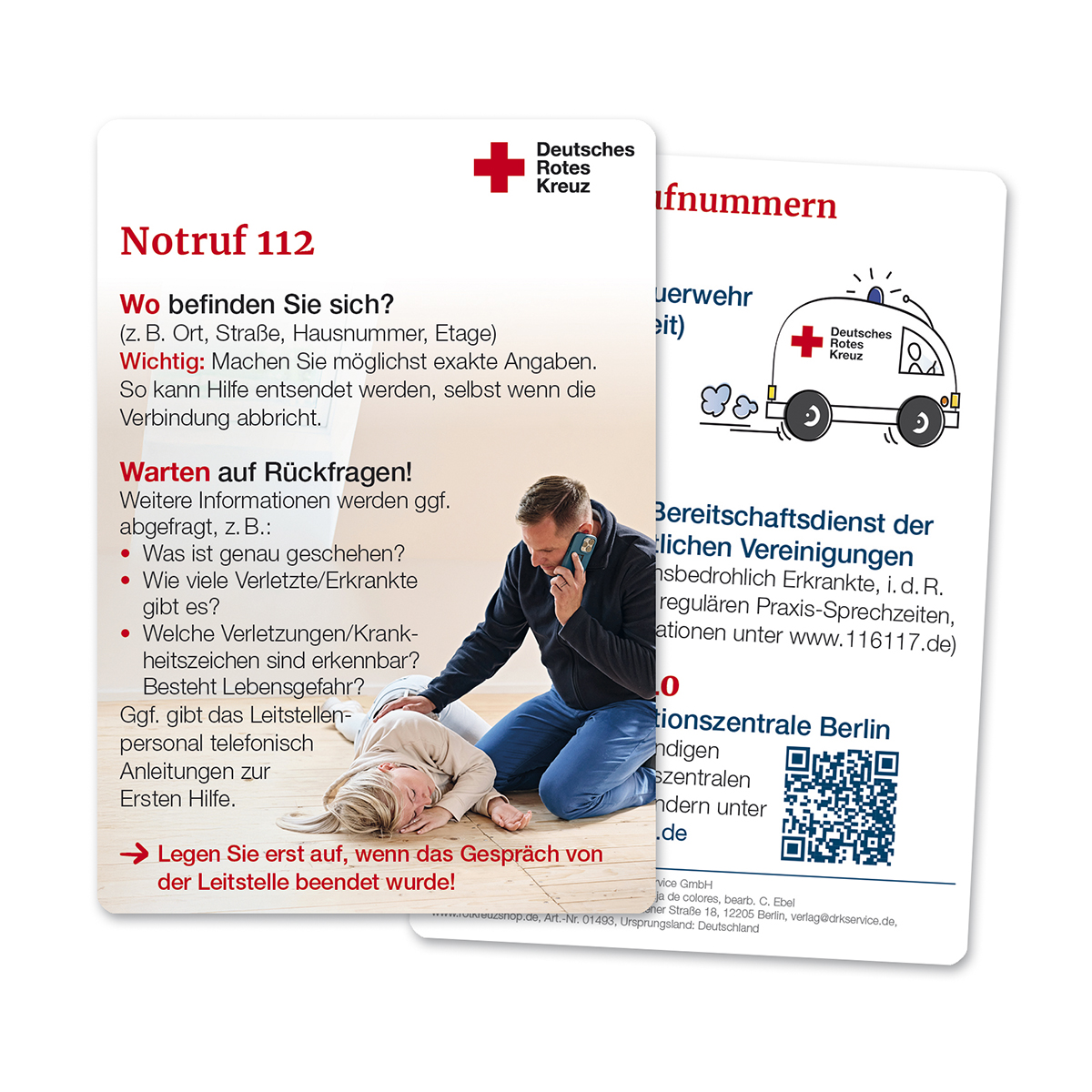 Merkkarte Notruf, VE = 50 Stück
